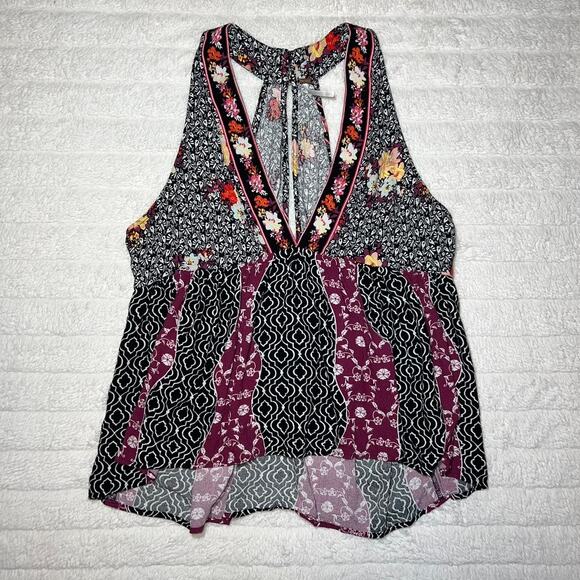 Free People Dream Darlin' Boho V-Neck Halter Tank Top - Picture 2 of 10